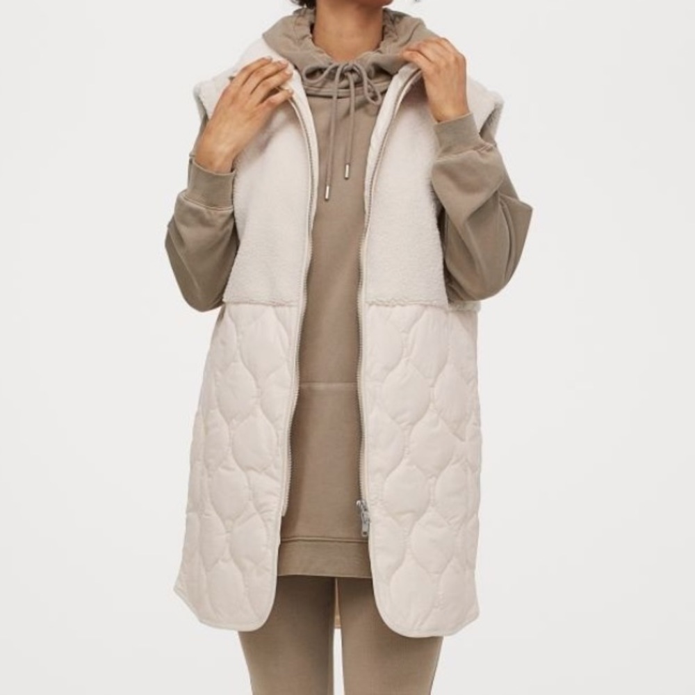NWT H&M quilted faux shearling vest